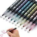Double Line Outline Markers, 10 Colors, Shimmer Markers, Outline Markers Self-Outline Metallic Markers for All Ages