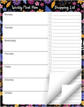 Weekly Meal Planner and Grocery List Pad - 50 Weeks Magnetic Menu Planning, 7" x 9" - Black