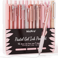Gel Ink Pen Set with Case, Cute Retractable 0.5mm Fine Point Pen, 12 Black Ink Pens with 1 Highlighter, Aesthetic Dra...