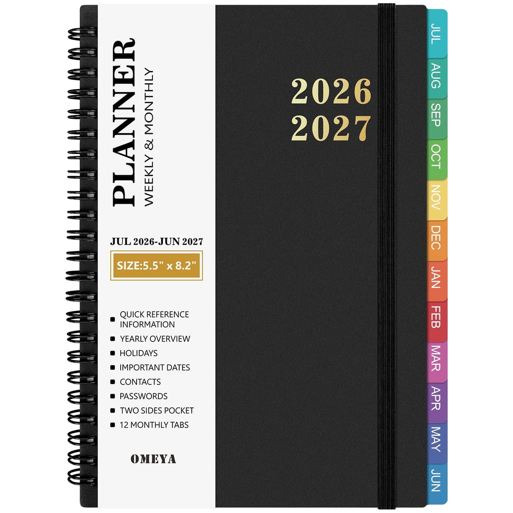 OMEYA Planner 2026 2027, Small Planner 2026-2027 Weekly and Monthly, Jul.26 - Jun.27 Academic Planner 5.8 x 8.3in with Inner Pockets, Monthl