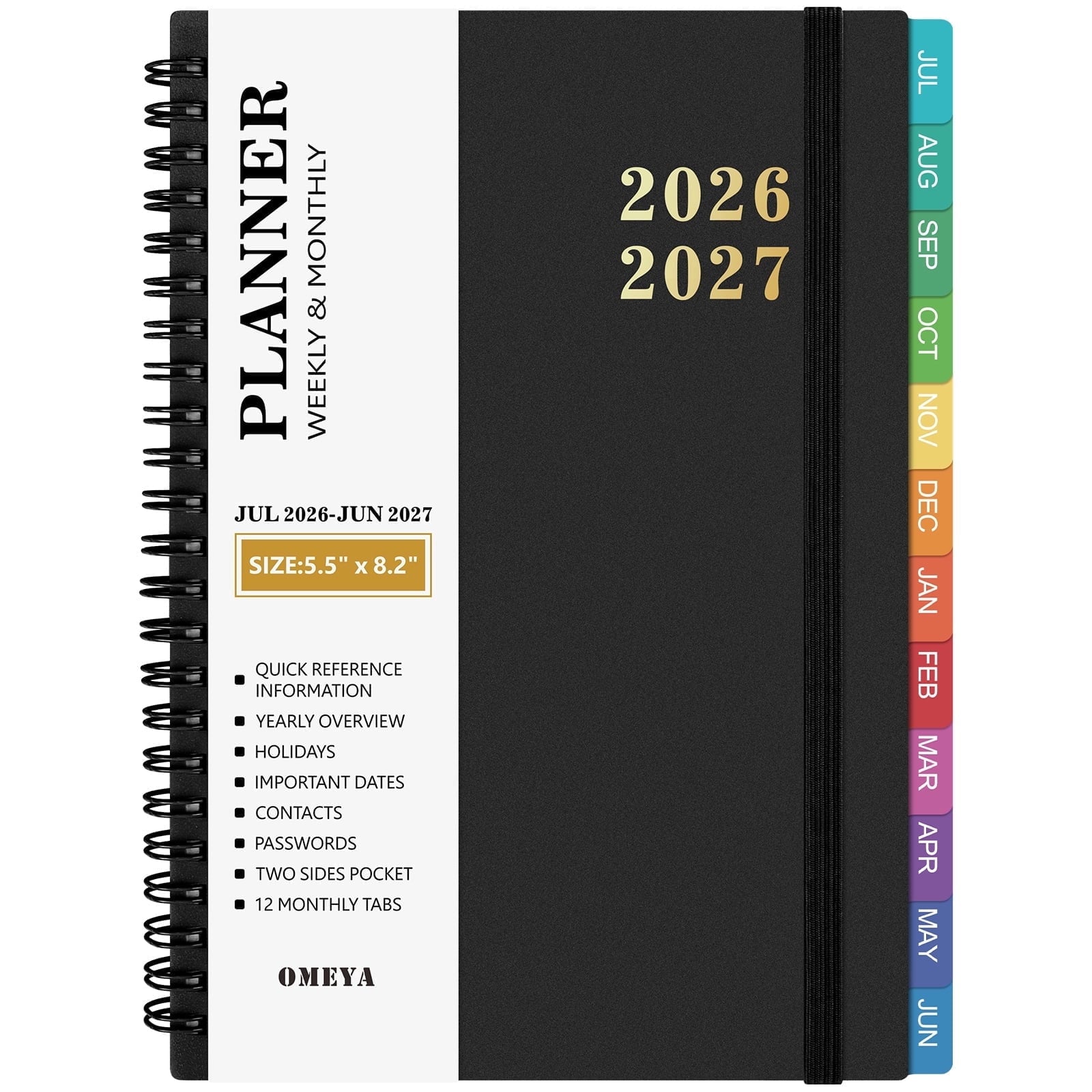 OMEYA Planner 2026 2027, Small Planner 2026-2027 Weekly and Monthly, Jul.26 - Jun.27 Academic Planner 5.8 x 8.3in with Inner Pockets, Monthl