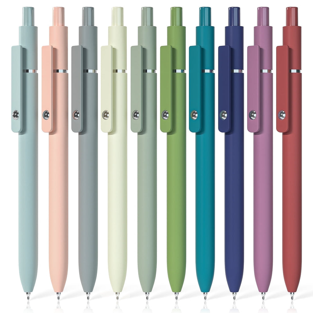 Retractable Gel Pens, 10 pcs Black Ink 0.5mm Fine Point Pen Set, Quick-drying Smooth Writing Aesthetic Journal Pens f...