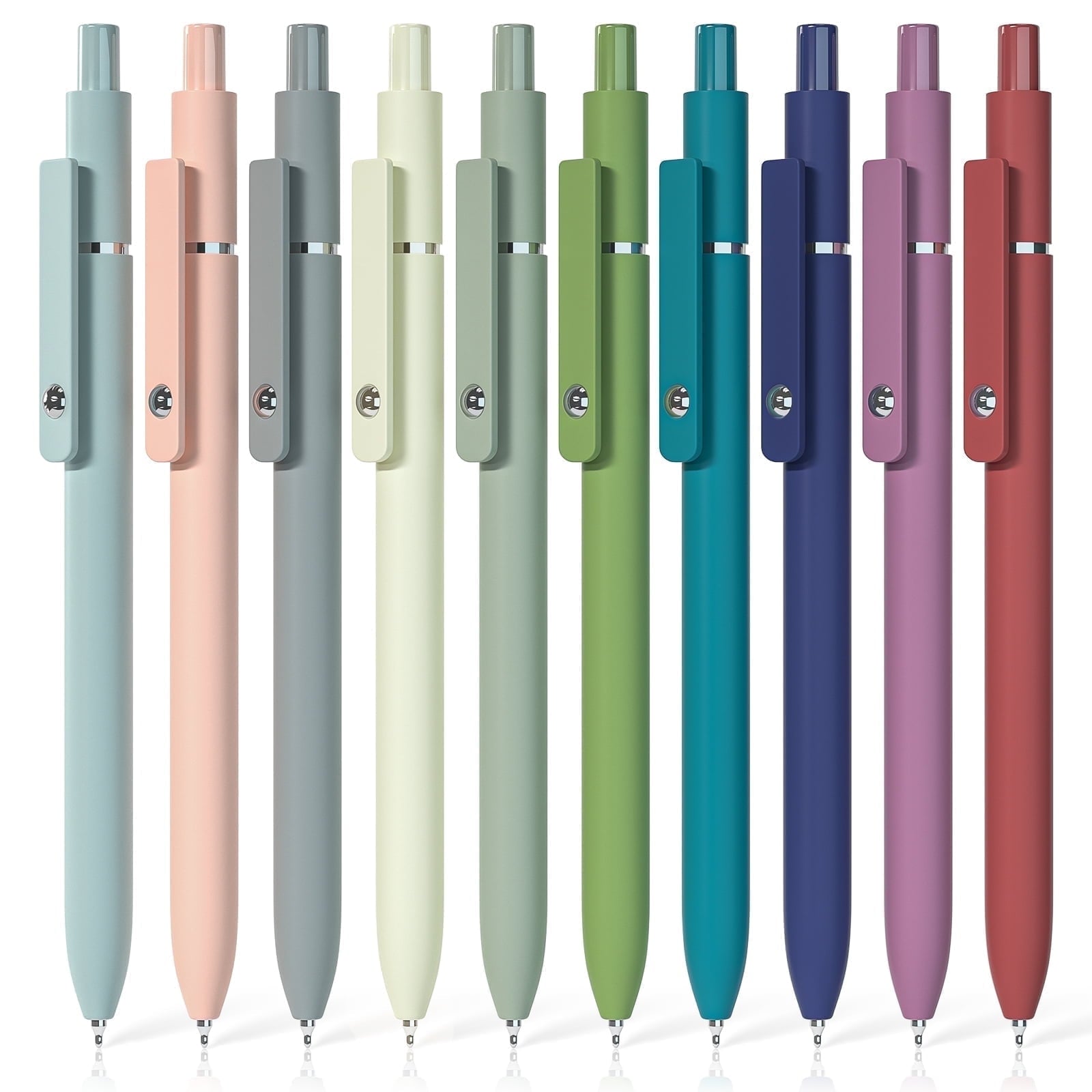 Retractable Gel Pens, 10 pcs Black Ink 0.5mm Fine Point Pen Set, Quick-drying Smooth Writing Aesthetic Journal Pens f...