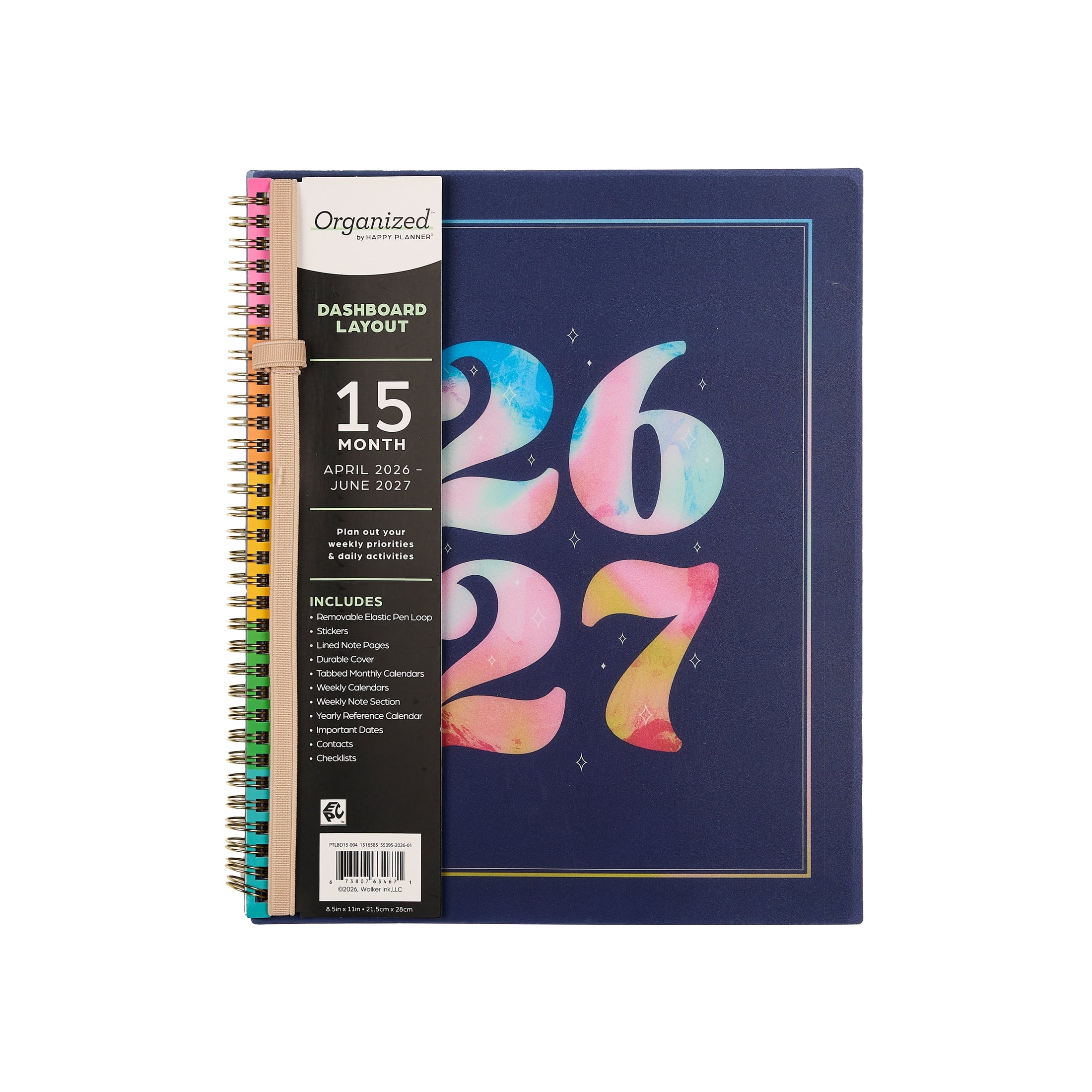 Organized (8.5" x 11") Bright Year 15-Month April 2026-June 2027, metal twin loop
