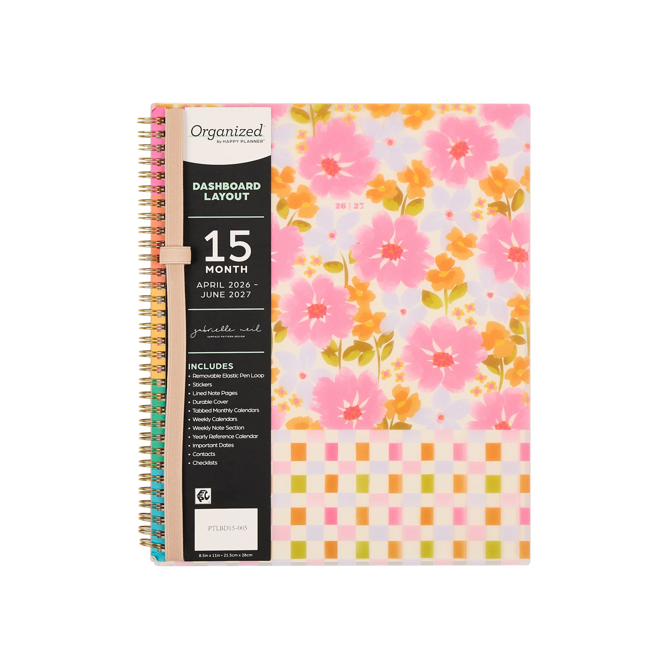 Organized (8.5" x 11") Sunshine Blooms 15-Month April 2026-June 2027, metal twin loop