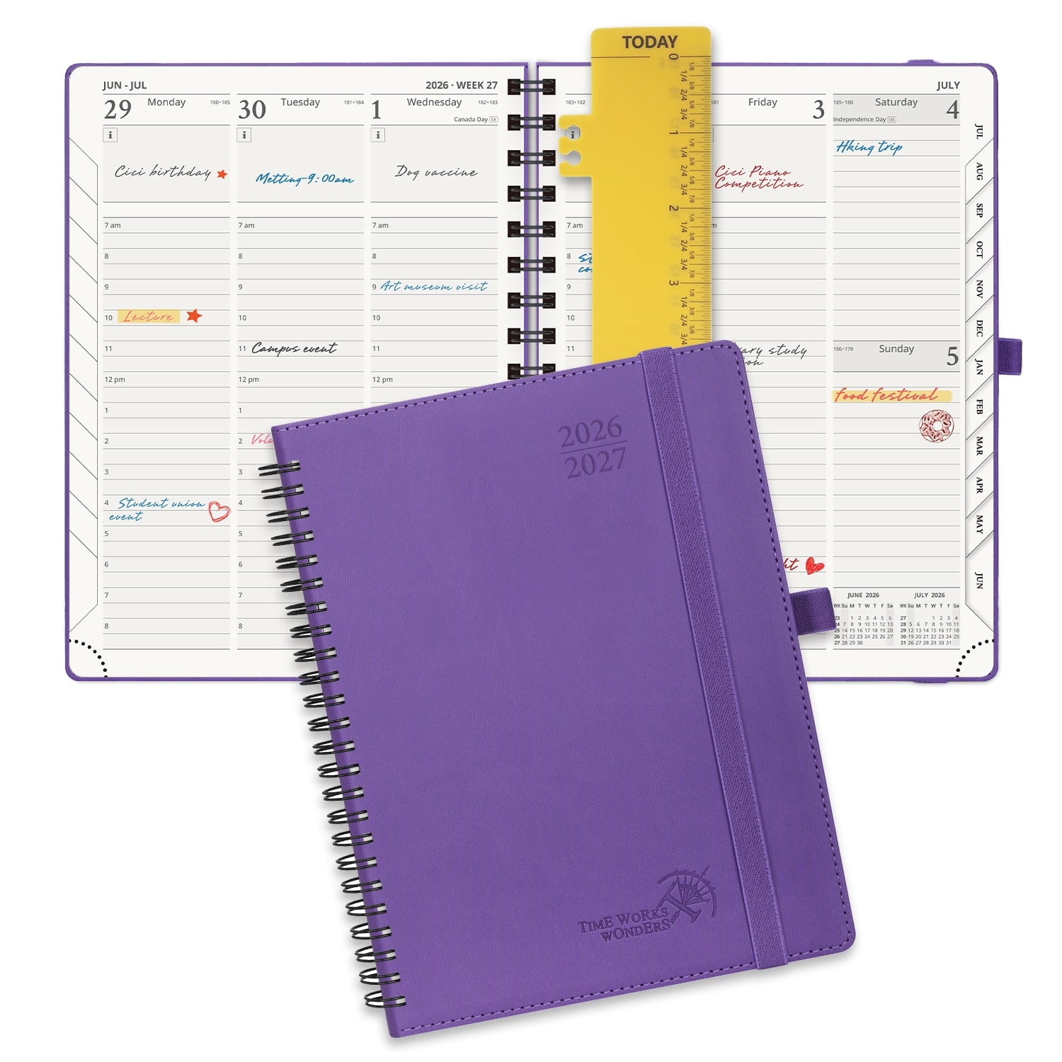POPRUN Planner 2026-2027, 6.5" x 8.5", Academic Weekly and Monthly Planner (Jul.26-Jun.27) Appointment Book with Hourly Schedule, Inner Pock