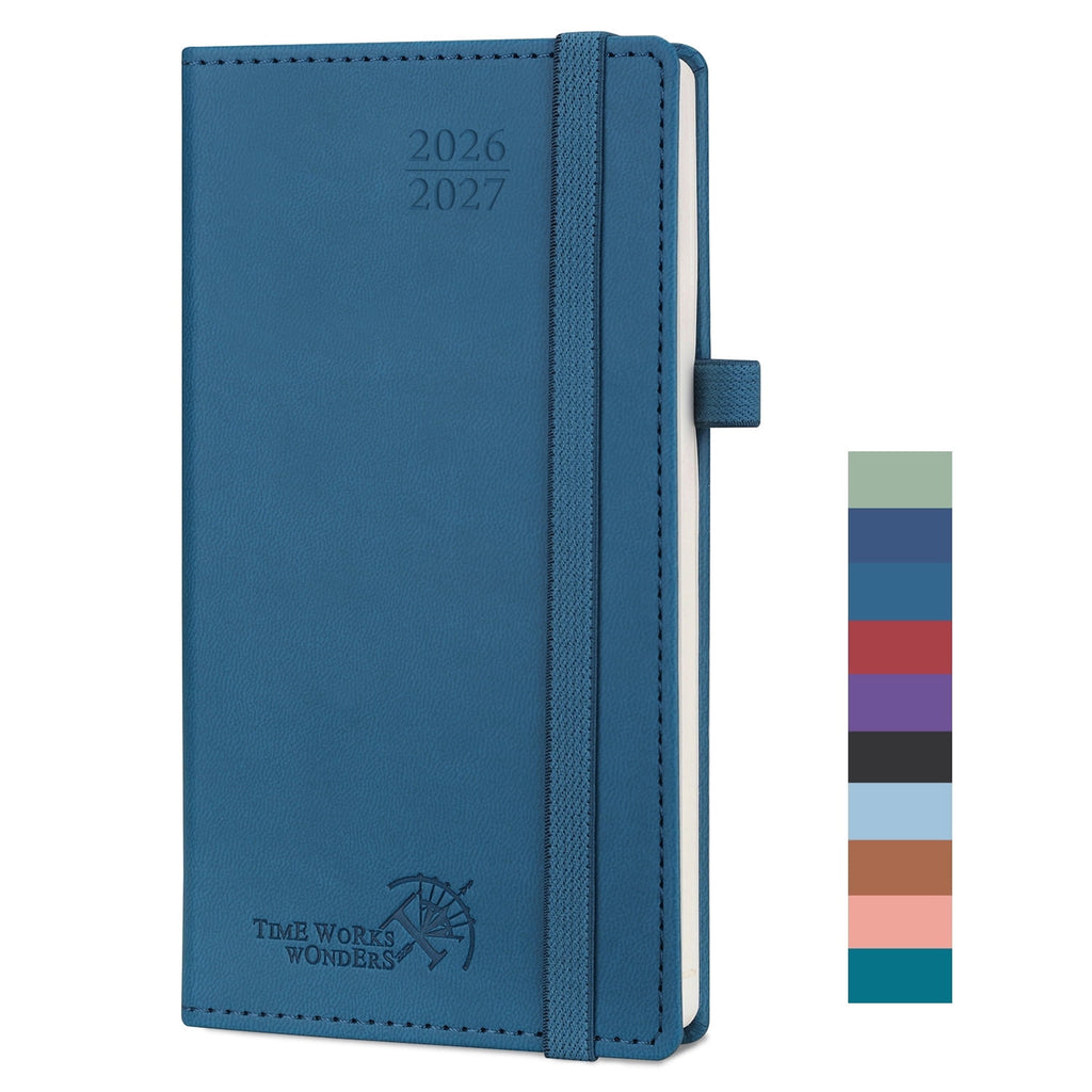 Pocket Planner 2026-2027, 3.5" x 6.5", (Aug 26-Dec 27) Academic Pocket Calendar for Purse with Storage Pocket, Vegan ...