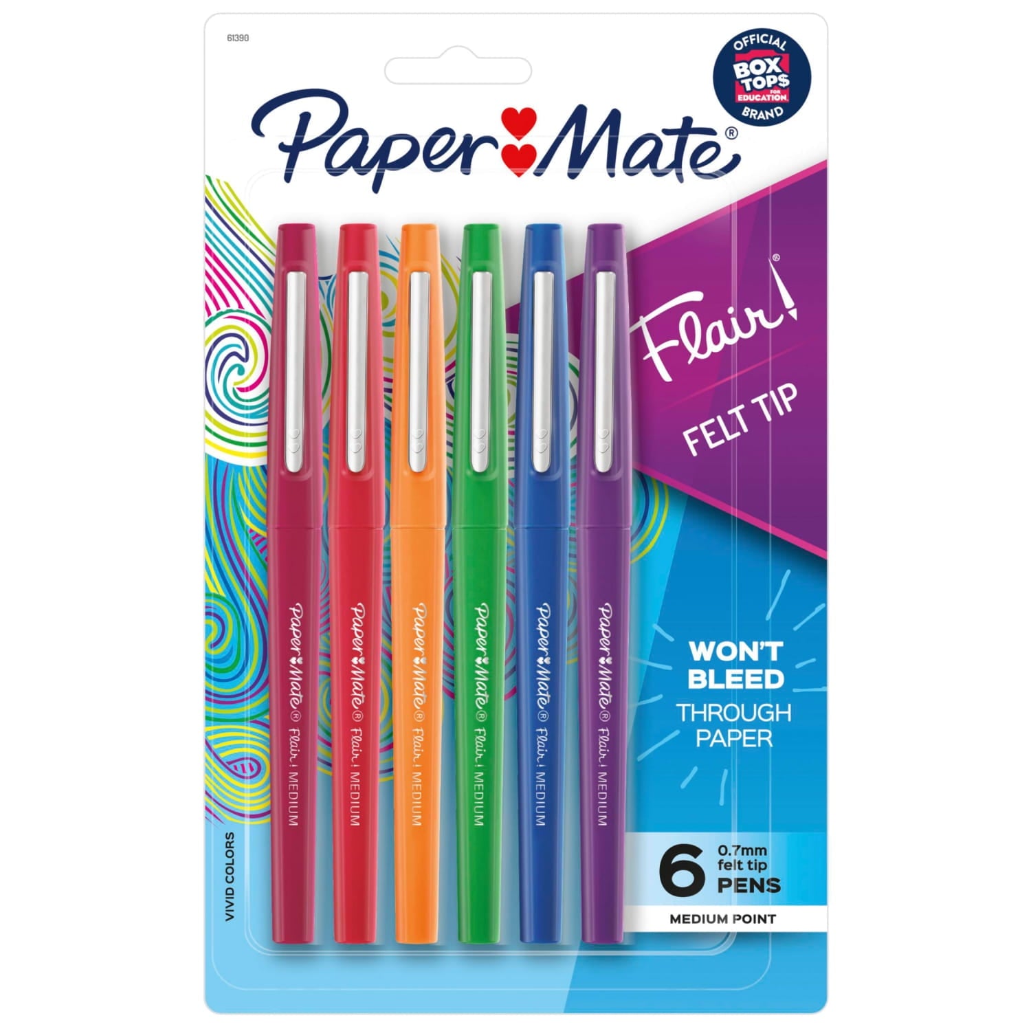 Flair Felt Tip Pens, #1 Teacher Choice, Medium Point 0.7mm, Assorted Colors, 6 Count