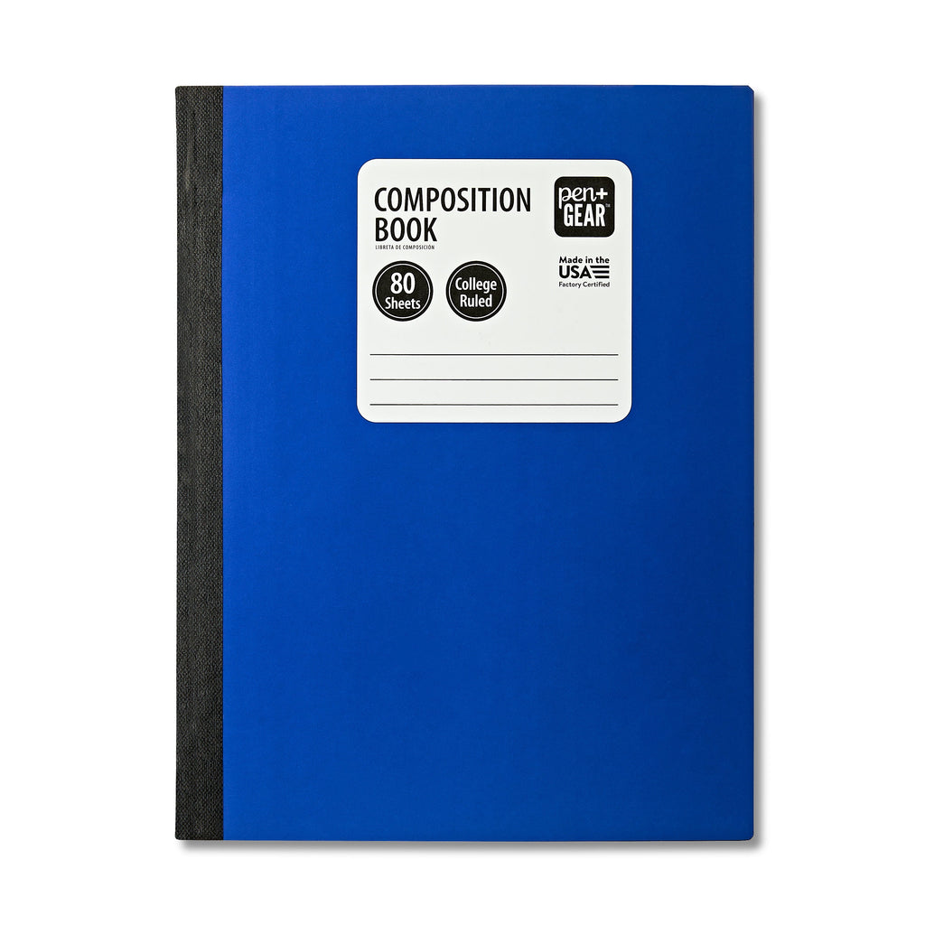 Composition Book, 7.5" x 9.75", Blue, 80 Sheets, New