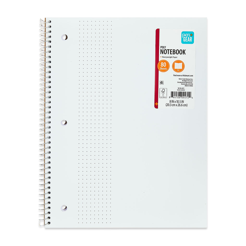 1 Notebook, Dot Ruled, 8.5"x 10.5", Poly Cover, 80 Sheets