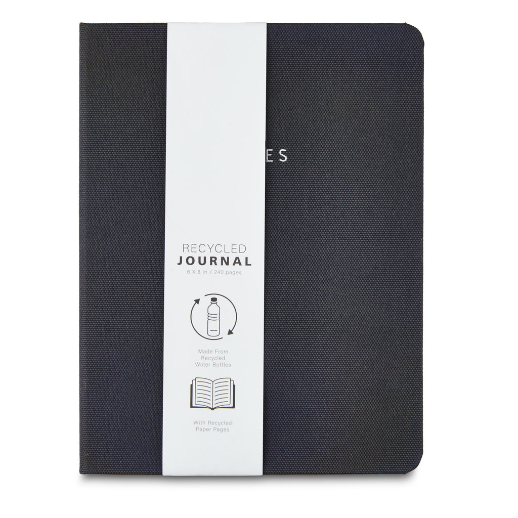 Brand Fabric Cover Journal, Black, 240 Ruled Pages, Elastic Band
