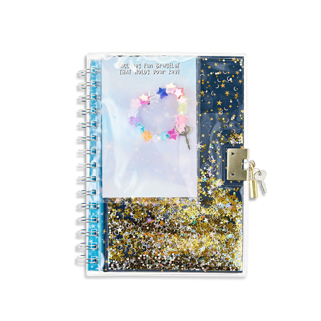 Star Shaker Locking Hardcover Journal, 6.6" x 8.3", 160 Ruled Pages