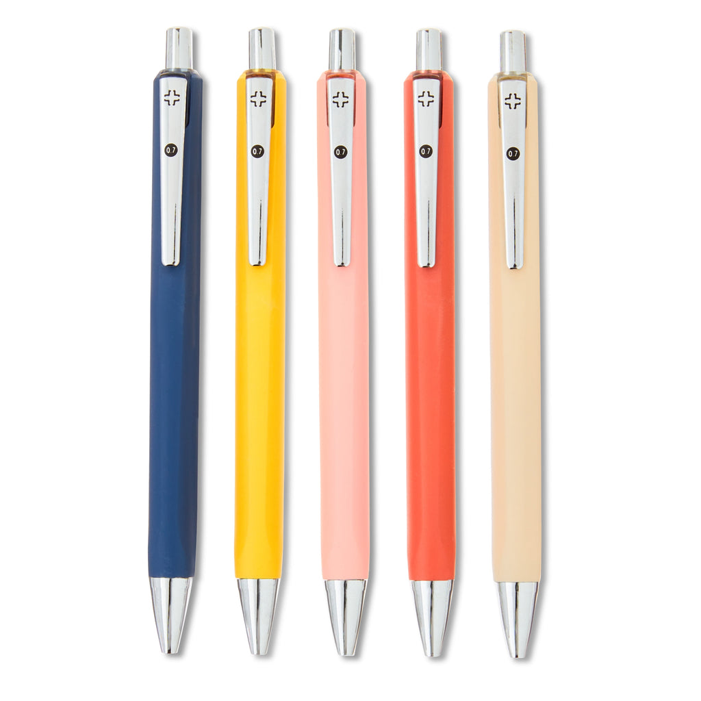 Retractable Gel Pens, 0.7 mm, Black Ink, 5 Count