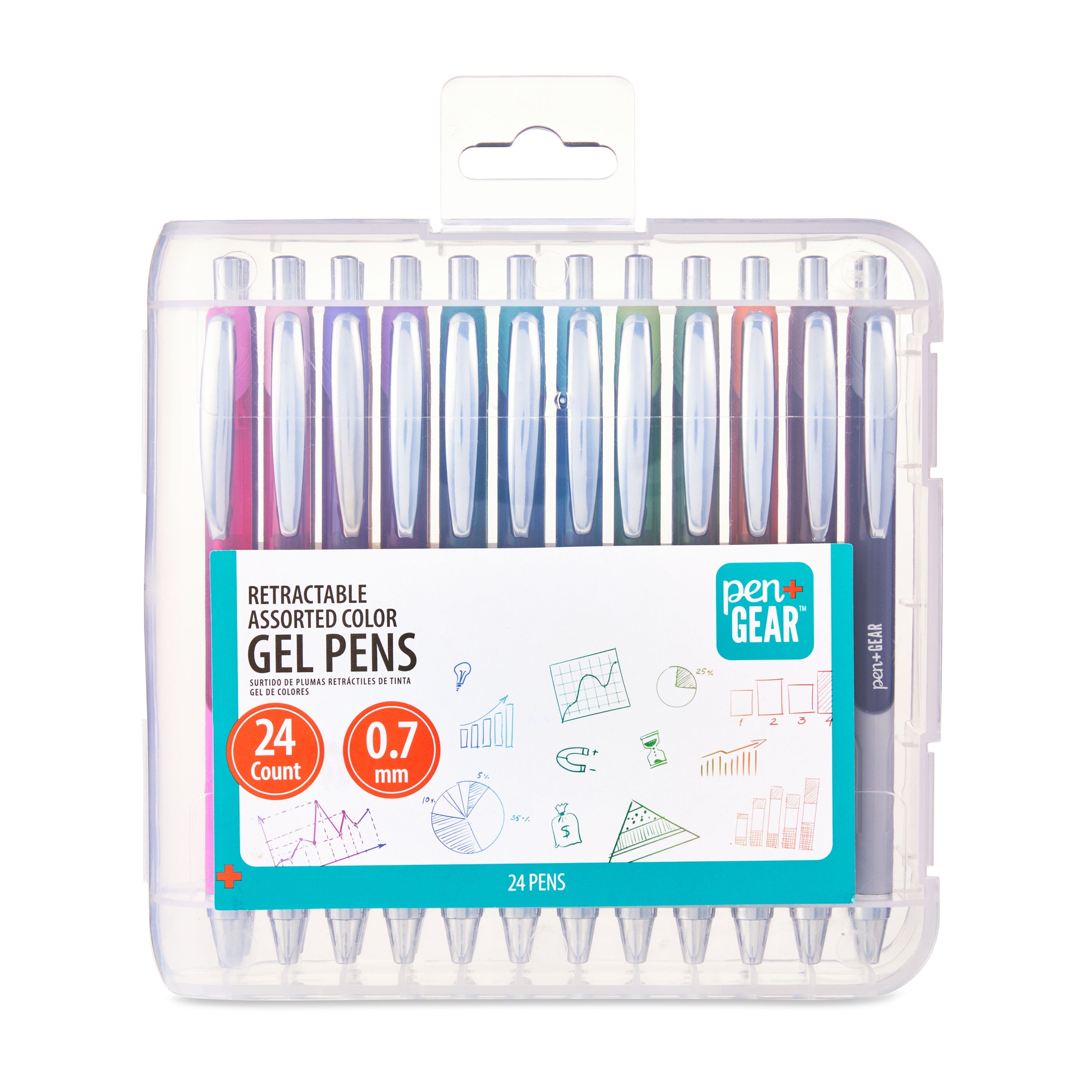 Pens, Medium Point, 0.7mm, Assorted Colors, 24 Count