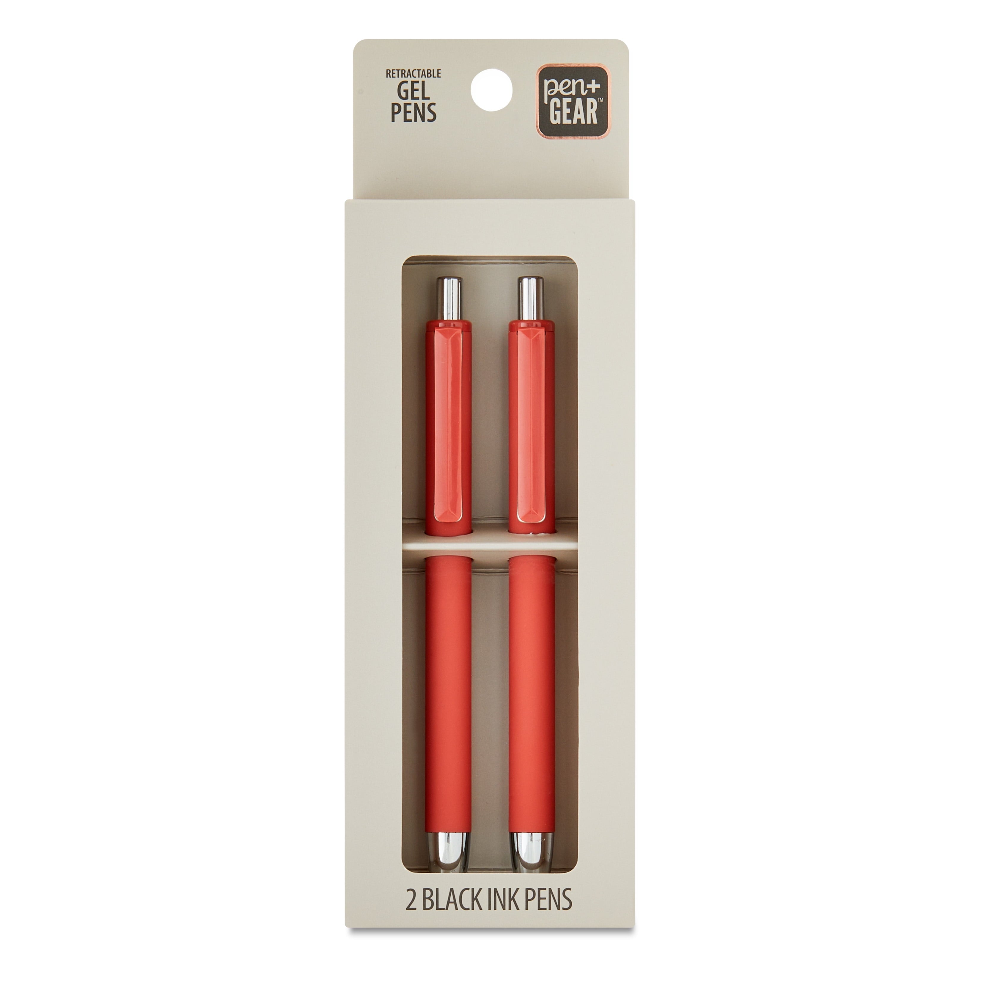 Retractable Gel Pens, Medium Point, 0.7 mm, Black Ink, 2 Count