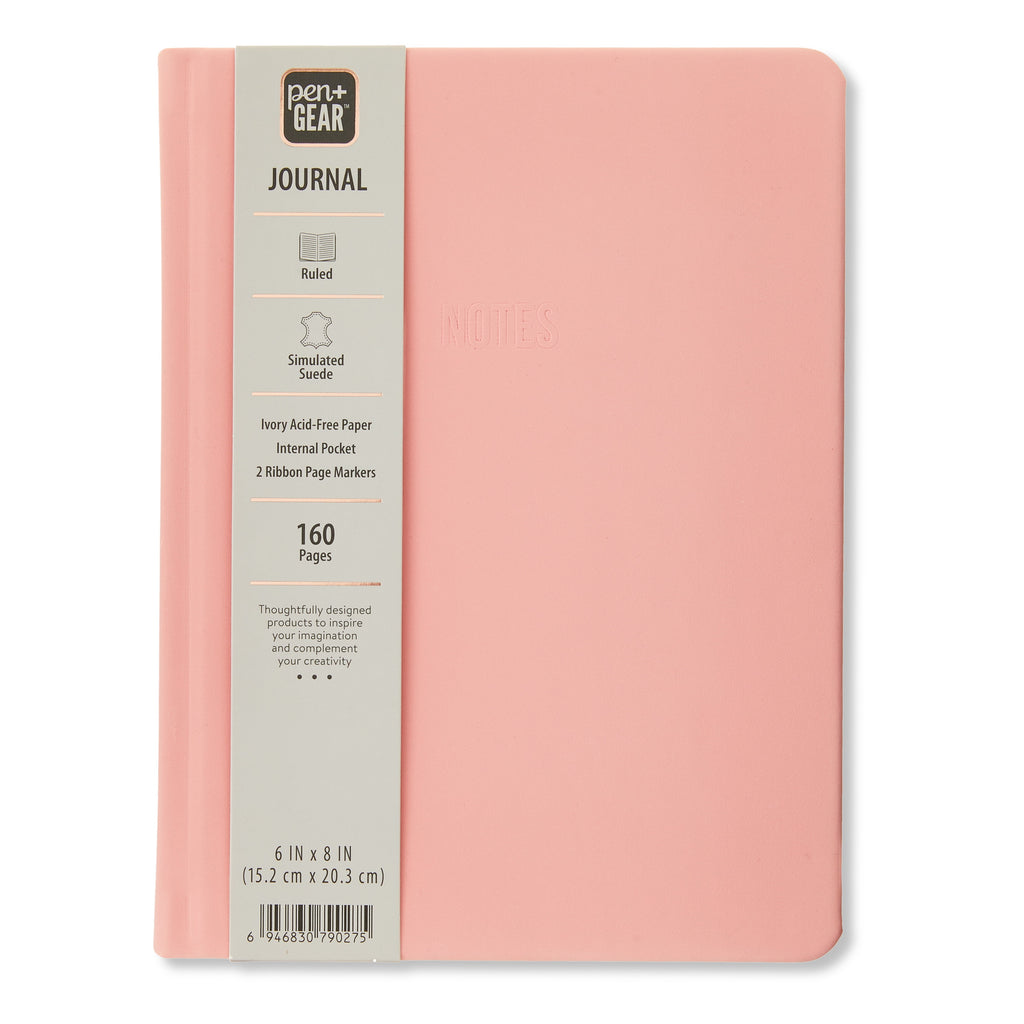 Simulated Suede Journal, Peach Glaze, 6" x 8", 160 Ruled Pages