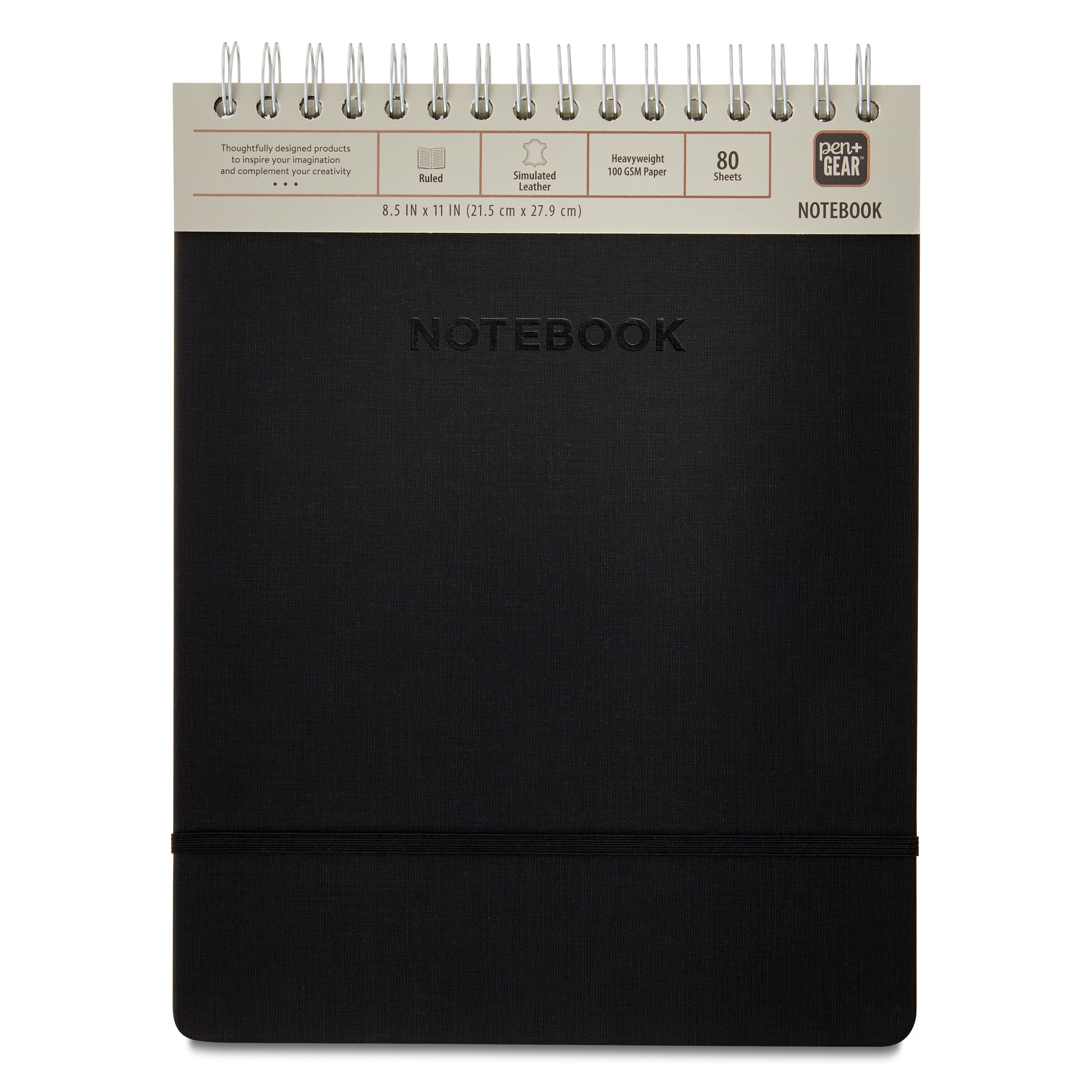 Simulated Leather Notebook, Black, 8.5" x 11", 80 Ruled Sheets, 160 Pages