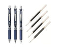 Pentel EnerGel Deluxe RTX Liquid Gel Ink Pen Set Kit, Pack of 3 with 4 Refills (Navy Blue - 0.7mm)