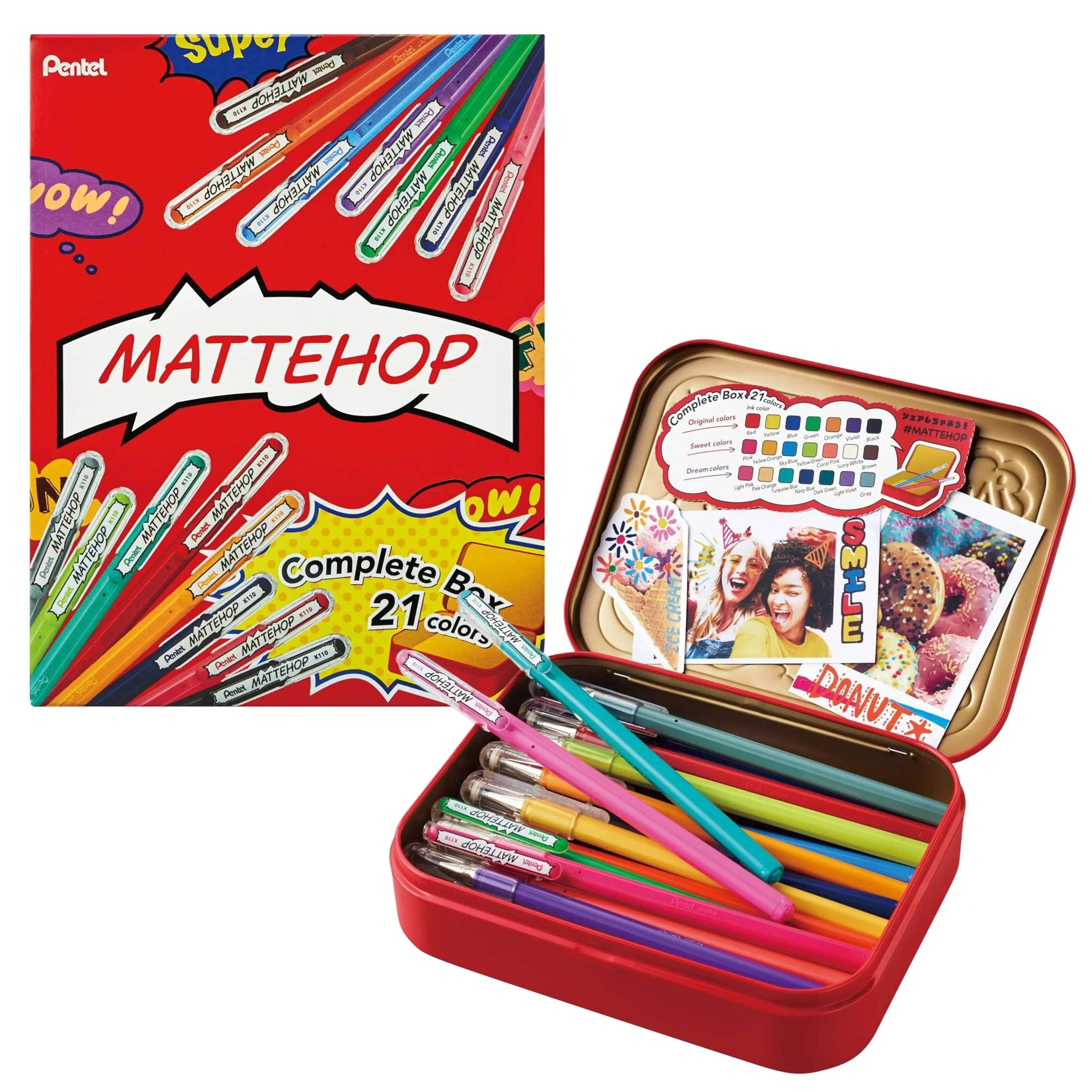 Color Gel Pen Set, (1.0 mm), 21 Colors, with Metal Box