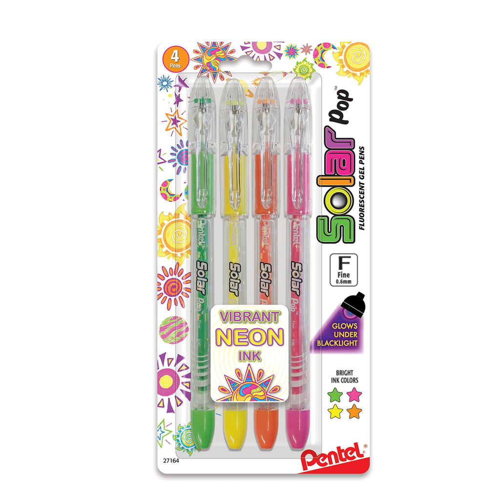 Solar Pop Neon Gel Pen Set, 4-Colors