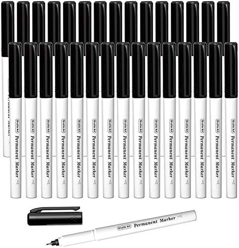 Permanent Marker, 30 Pack Ultra Fine Point Black Permanent Marker set, Works on Plastic,Wood,Stone,Metal and Glass fo...