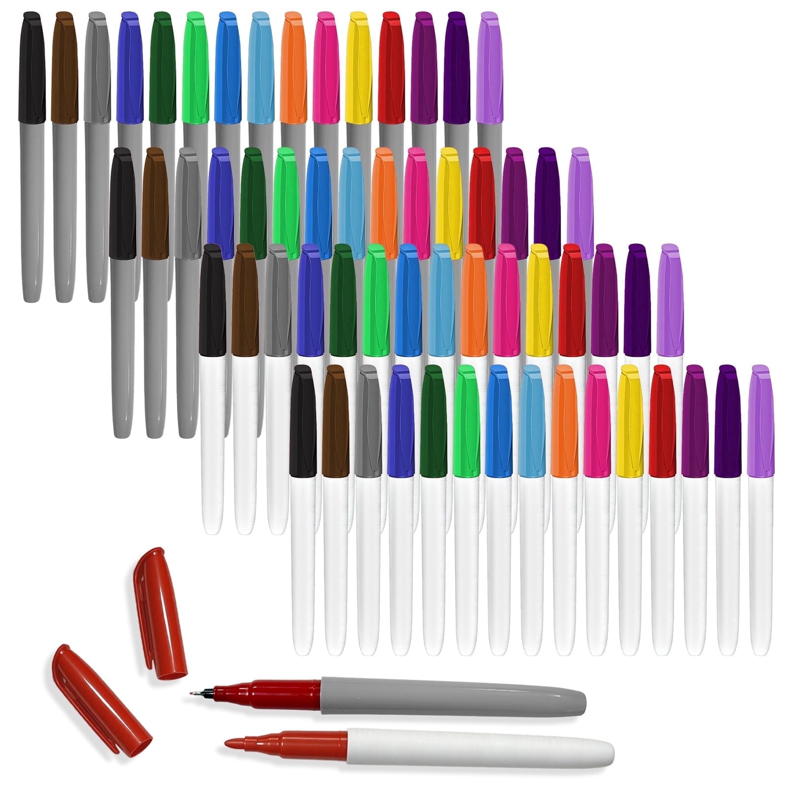 Permanent Markers, Fine & Ultra Fine Tip (60 Count), Assorted Colors Marker Set for Writing, Drawing, Poster, School ...