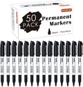 Permanent Markers, 50 Pack Black Permanent Marker set,Fine Point, Works on Plastic,Wood,Stone,Metal and Glass for Doo...