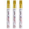 Permanent Paint Markers Pens - 3 Pack Gold Oil Based Paint Pens, Medium Tip, Quick Drying and Waterproof Marker Pen f...