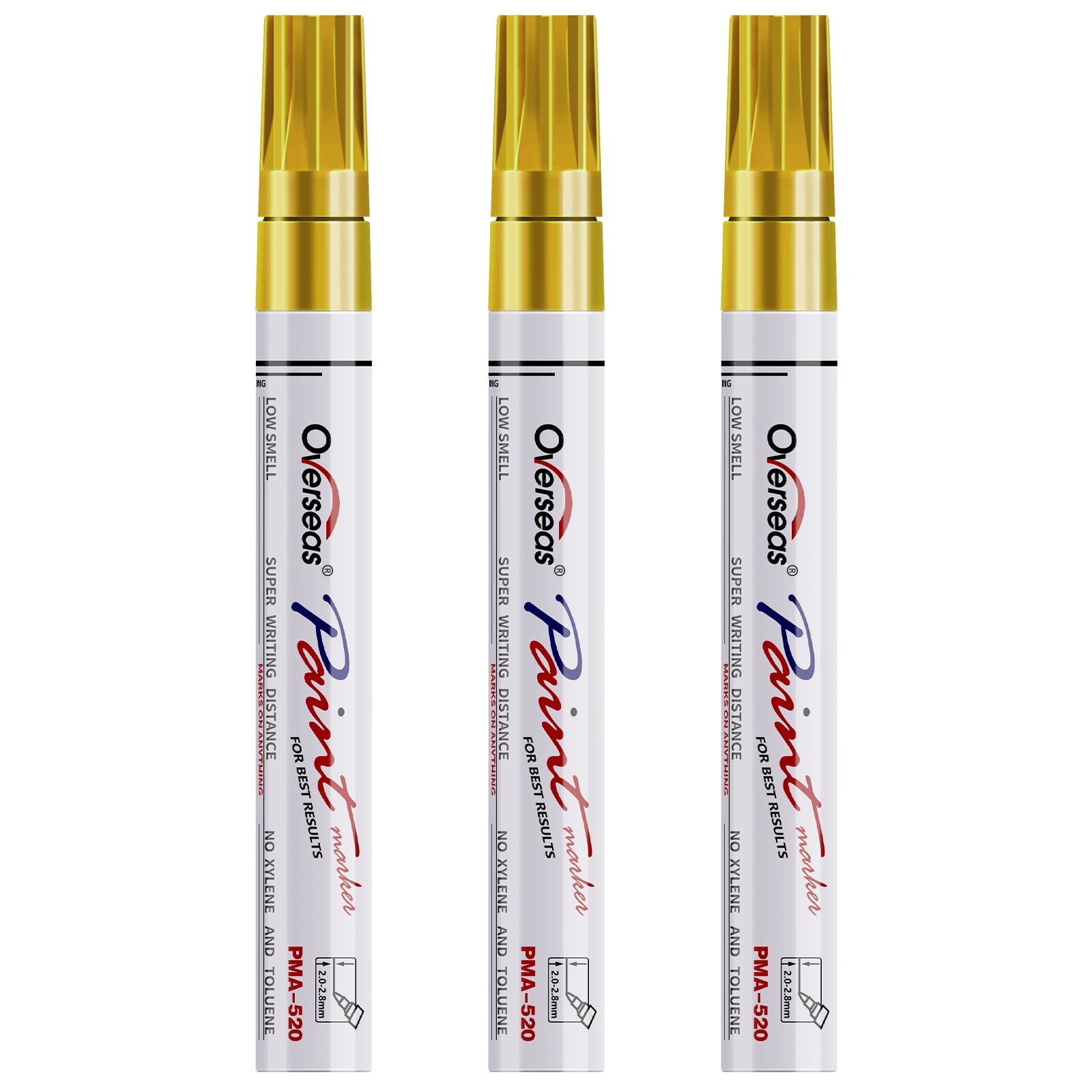 Permanent Paint Markers Pens - 3 Pack Gold Oil Based Paint Pens, Medium Tip, Quick Drying and Waterproof Marker Pen f...