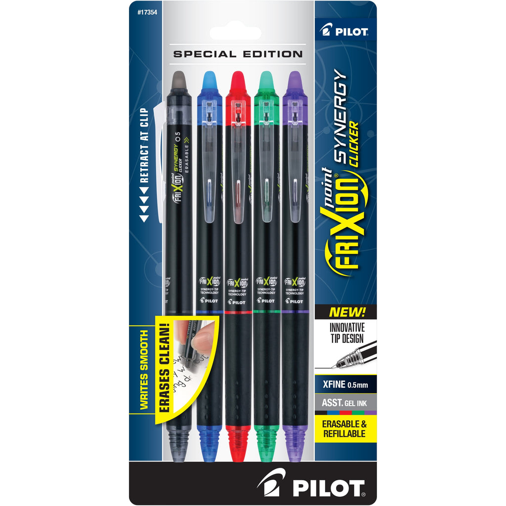 FriXion Synergy Clicker Erasable Gel Pens, Extra Fine Point, Assorted Ink, 5 Count