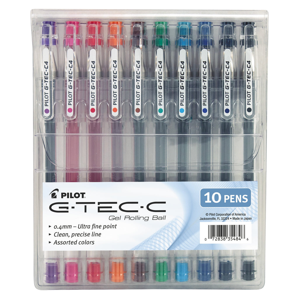 G-TEC-C Ultra Gel Ink Stick Pen, Assorted Ink, .4mm, 10 Count