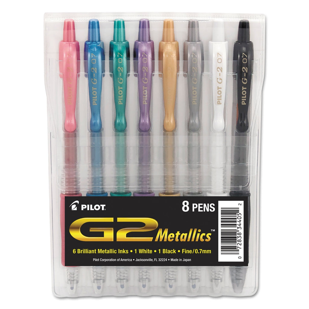 G2 Metallics Gel Ink Pens, Fine Point (0.7 mm), Assorted Ink, 8 Count
