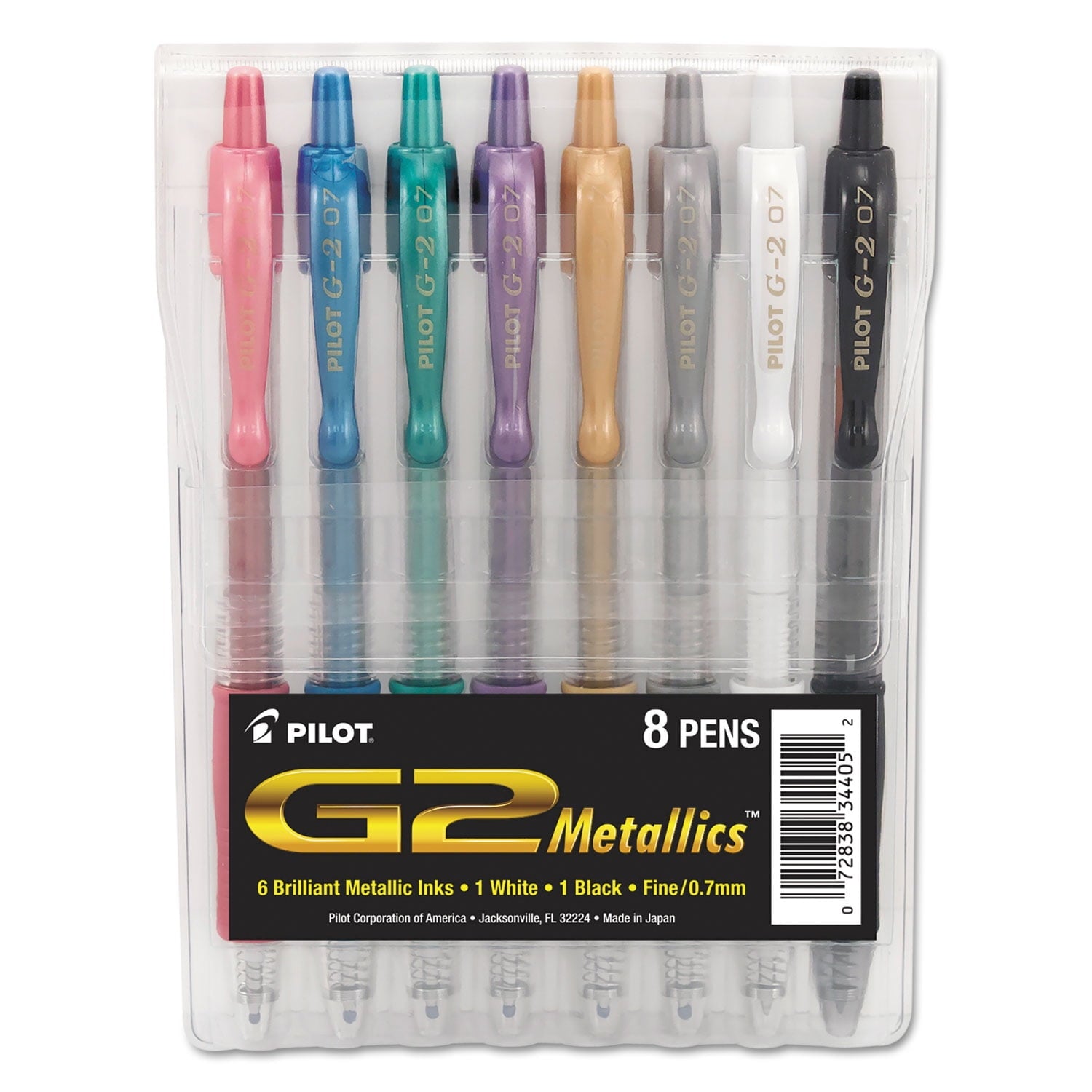 G2 Metallics Gel Ink Pens, Fine Point (0.7 mm), Assorted Ink, 8 Count