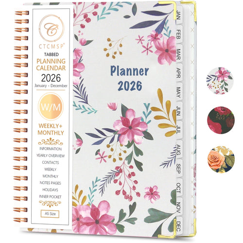 2026 Notebook(Jan-Dec.2026,6.3"x8.5") Weekly Monthly Flower for Women Men 2026 Academic Supplies