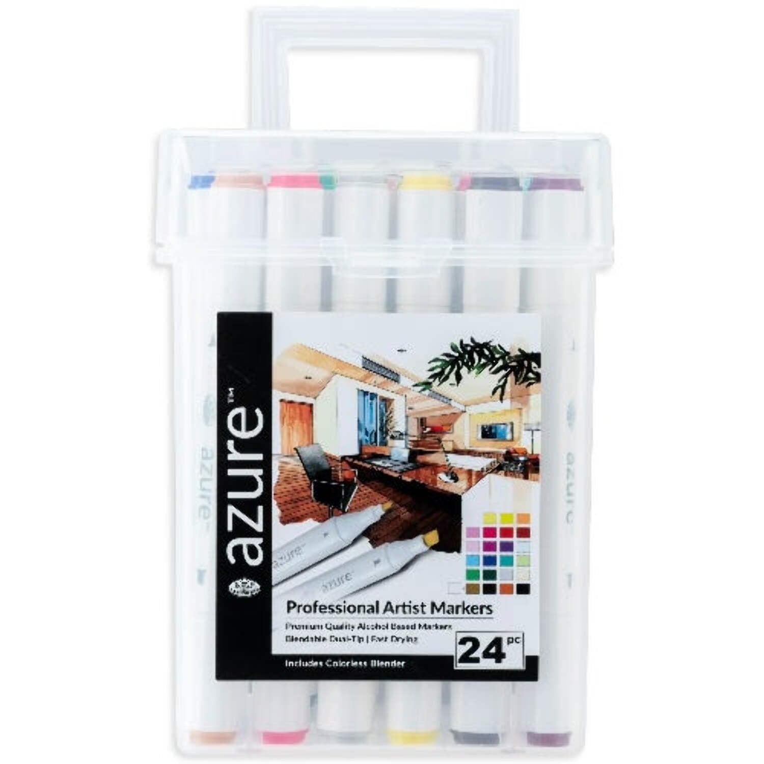 Azure 24 Pc Dual-Tip Alcohol Based Color Marker Set