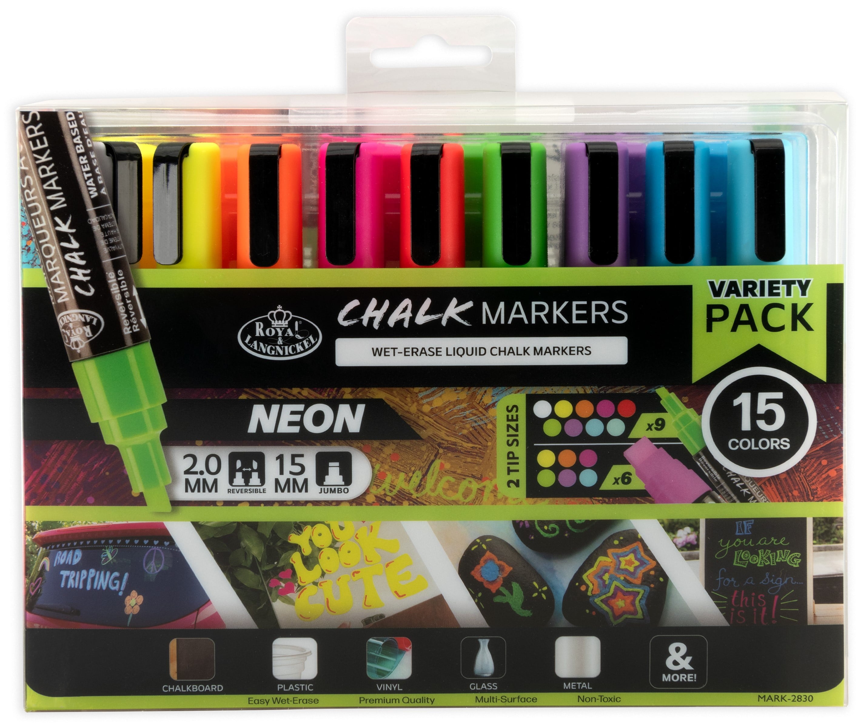 15pc Neon Chalk Marker Variety Set, and