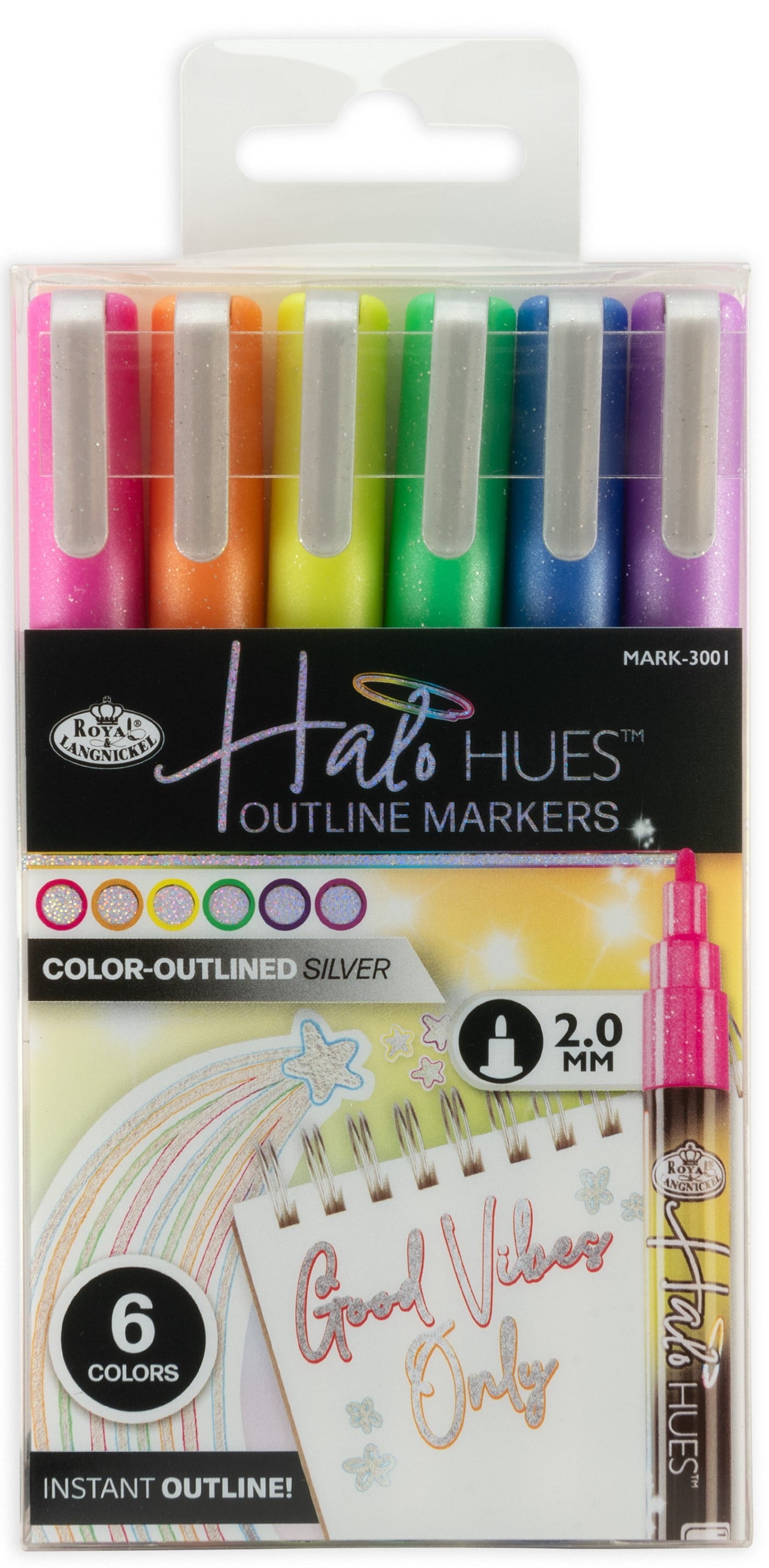 Royal & Langnickel - 6pc 2MM Outline Marker Set, Halo Hues