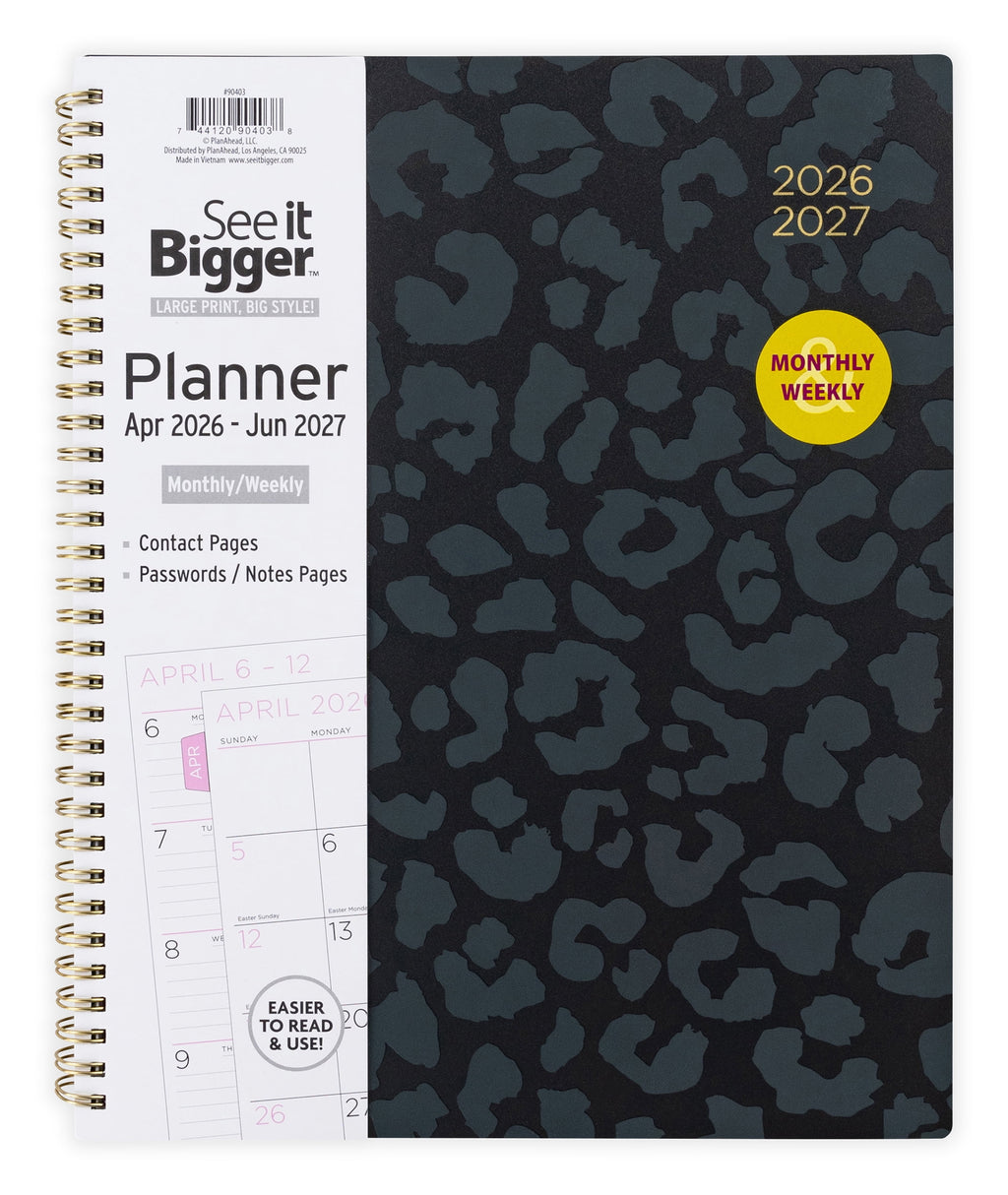 See It Bigger M/W Planner, Large (9" x 11.25"), Black, 15-Month: Apr 2026 - Jun 2027