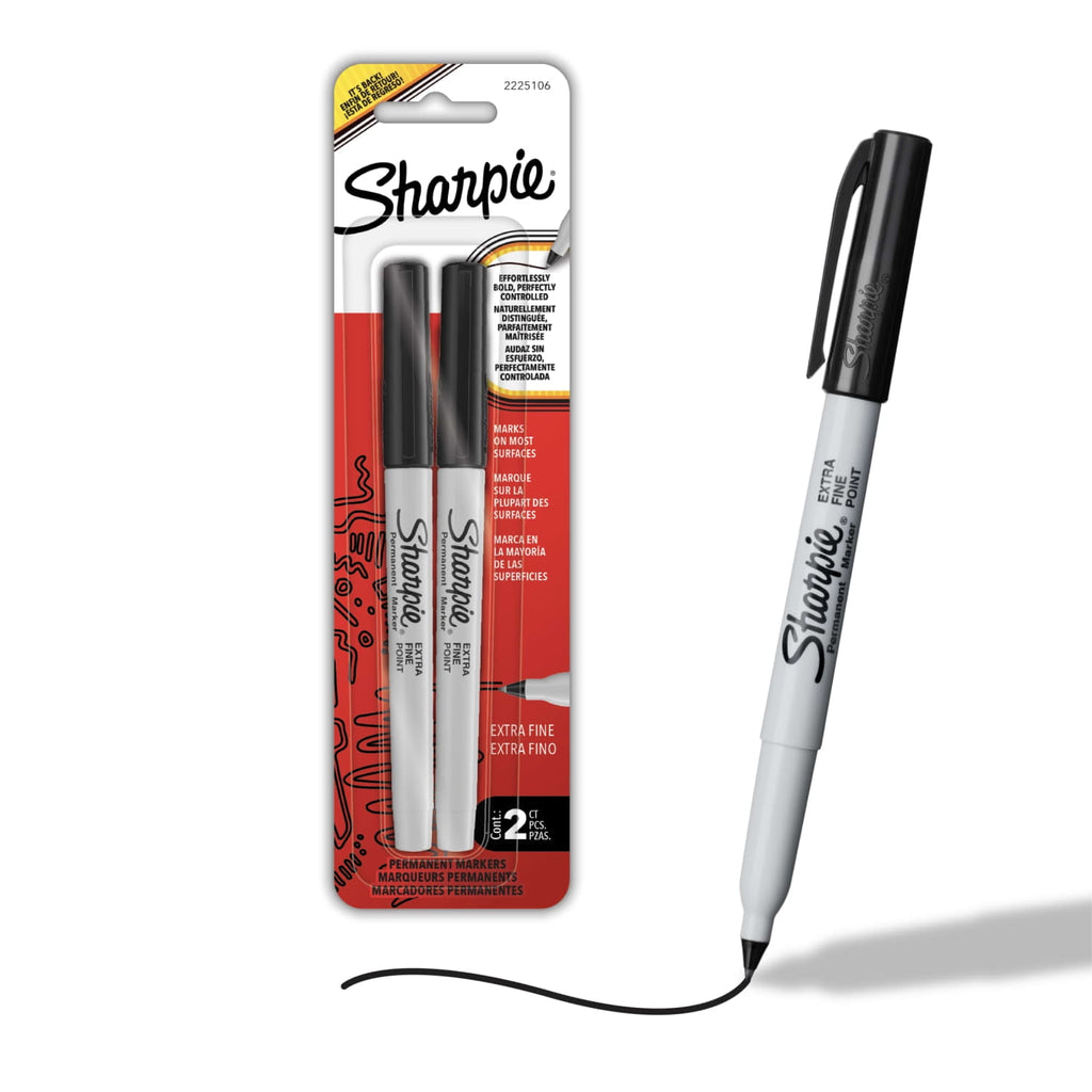 Permanent Markers, Water- and Fade-Resistant, Extra Fine Point (0.4mm), Black, 2 Count