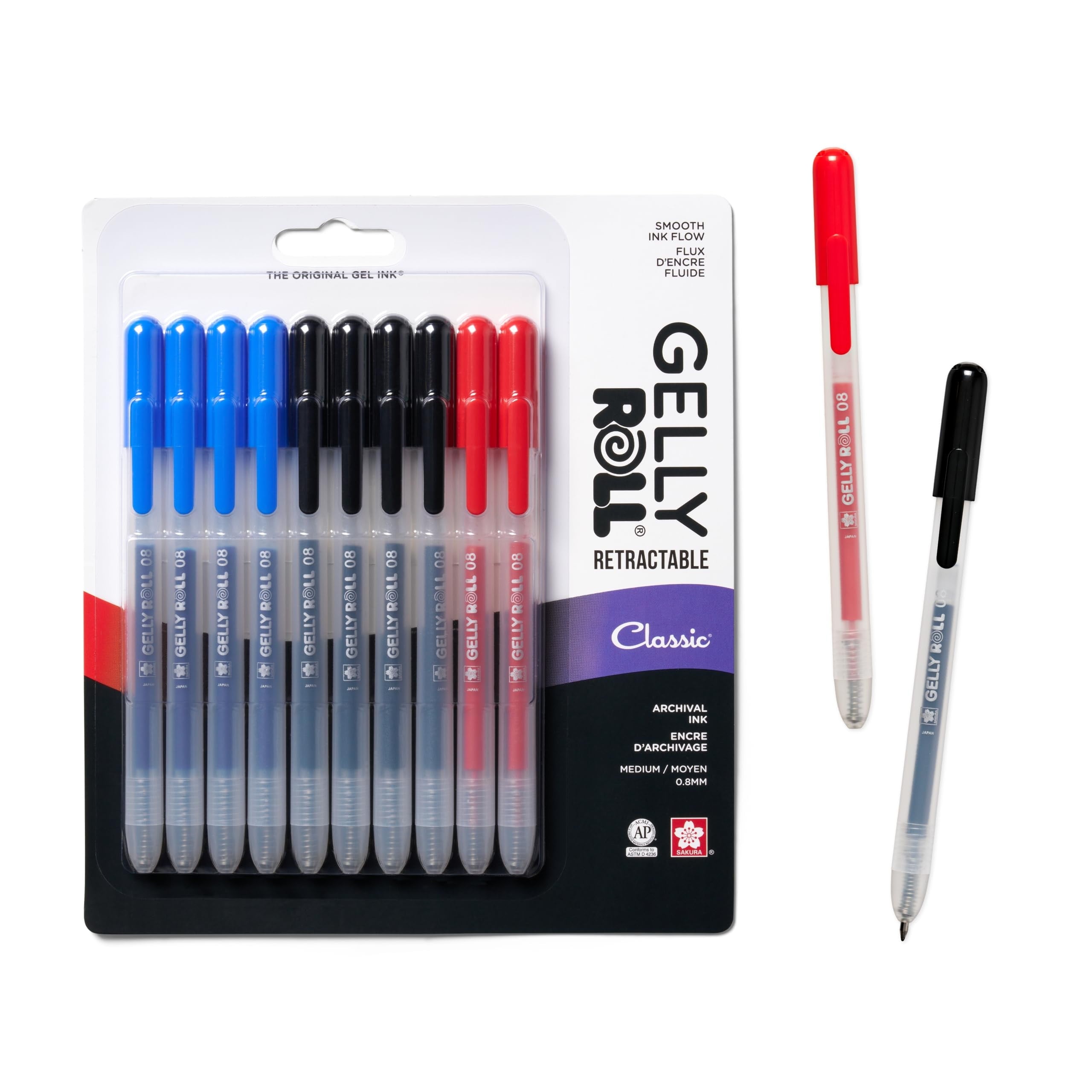 Retractable Gel Pens Colored - Classic Color Set - Medium Point Ink Pen for Journaling, Art, or Drawing - Colored Gel...