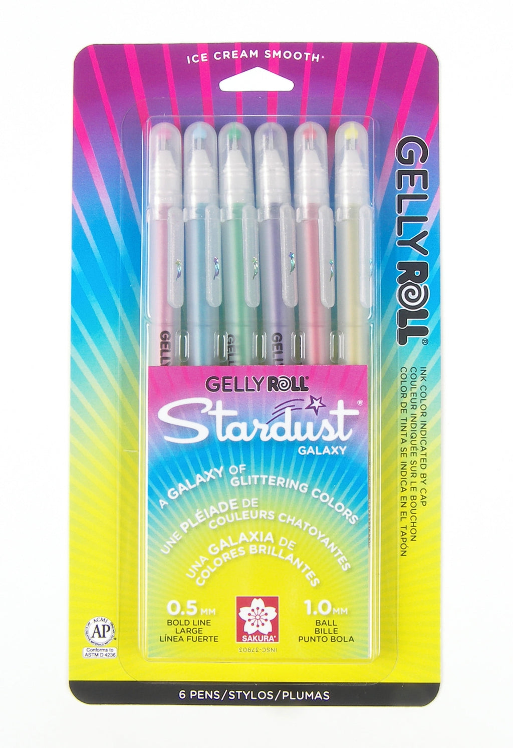 Gelly Roll Stardust Gel Pen Set, 6-Colors, Galaxy