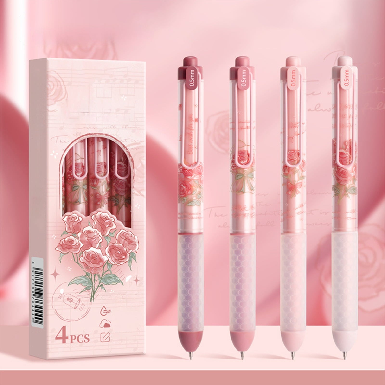 Set - Coffee Rose Cream Fragrance ST Precision Tip 0.5mm Exam Writing Tool Ergonomic Grip Office Office Supplies 4-Pa...