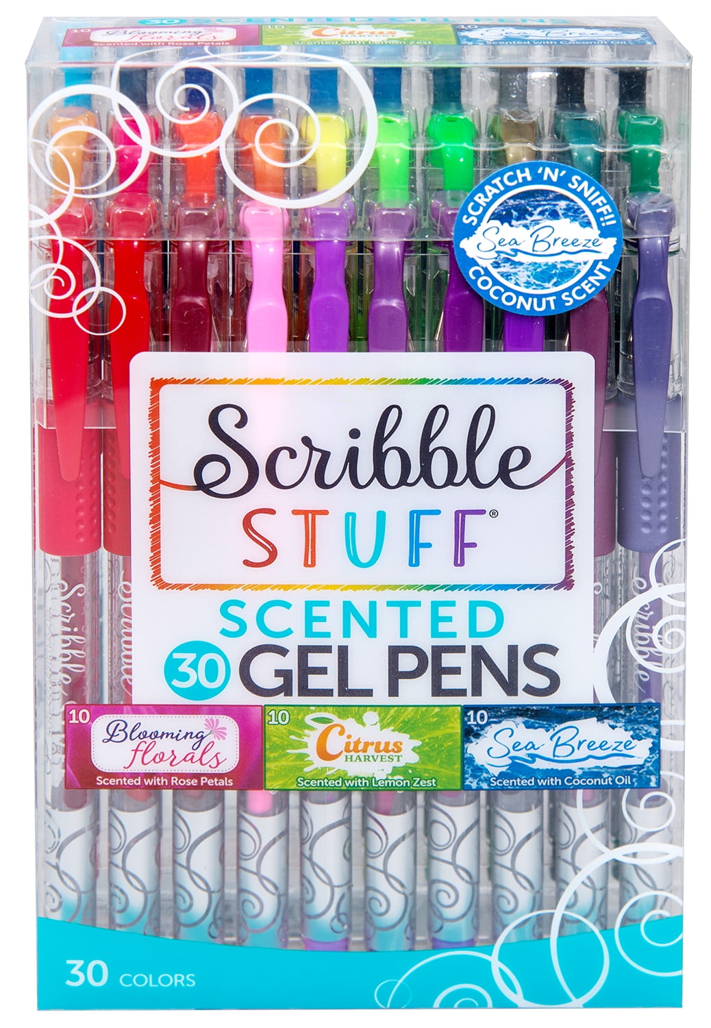 Scribble Stuff Scented Gel Pens  30 Count, Assorted Colors, Citrus & Floral Scents