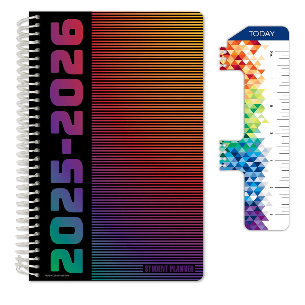 Dated Middle School or High School Student Planner for Academic Year 2025-2026, Ruler/Bookmark and Planning Stickers ...
