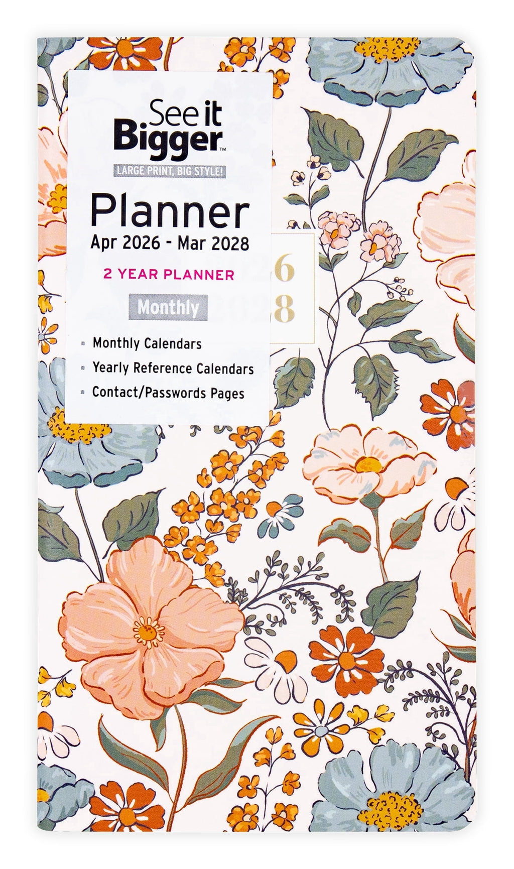 Pocket Planner (3.75" x 6.75"), Floral, Monthly: Apr 2026 - Mar 2028
