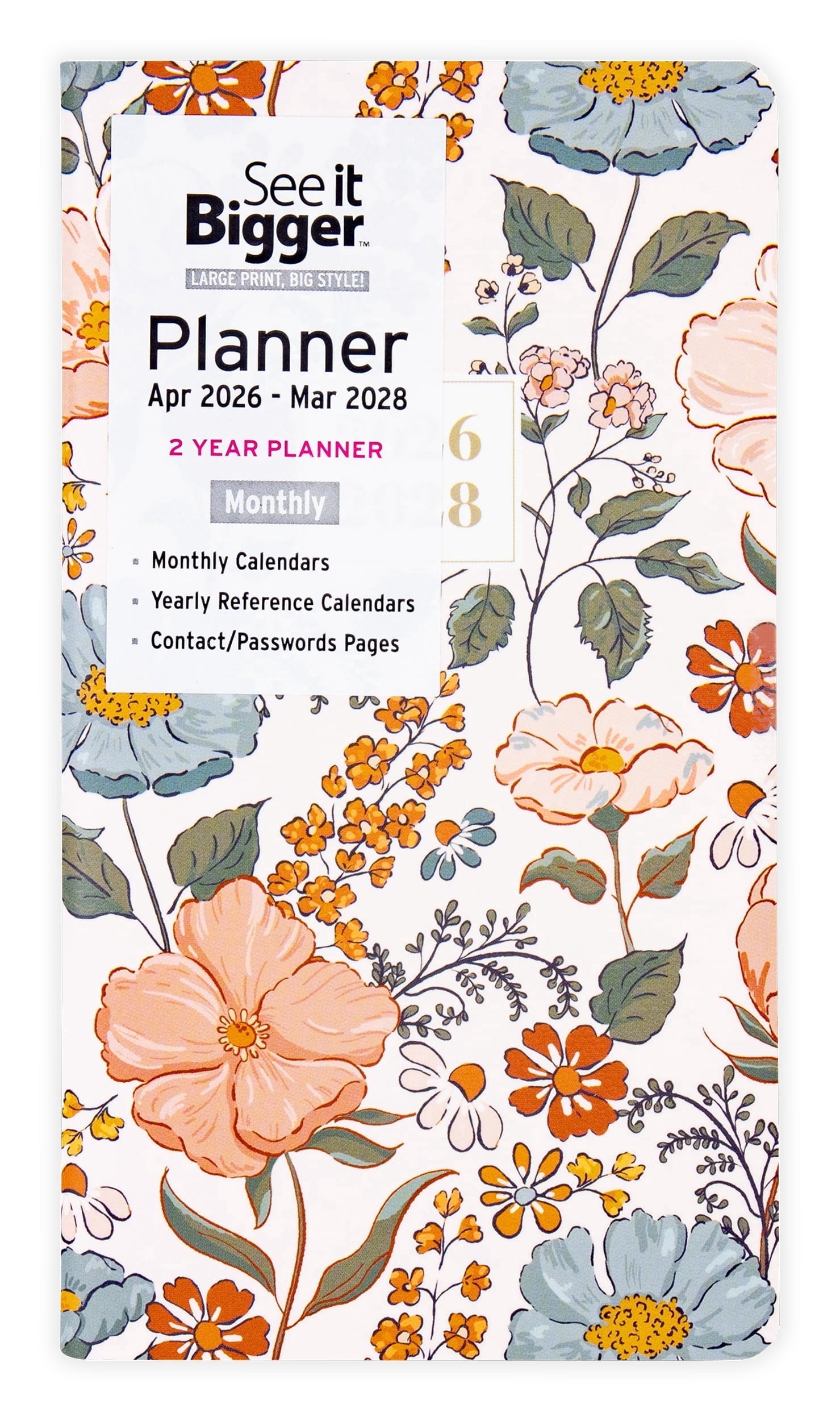 Pocket Planner (3.75" x 6.75"), Floral, Monthly: Apr 2026 - Mar 2028