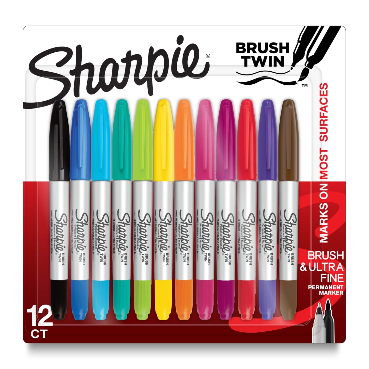 Permanent Markers, Tip Marker and Ultra Fine Tip Marker, Assorted, 12 Count