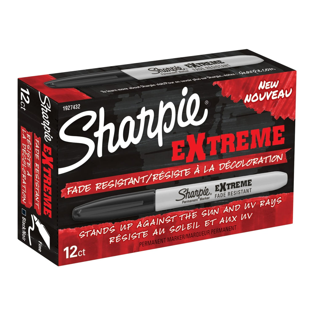 Extreme Permanent Markers, Fine Point, Black, 12 Count