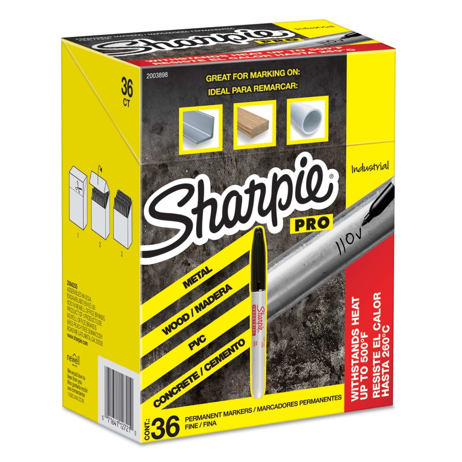 Industrial Permanent Markers, Fine Tip, Black, 36 Count