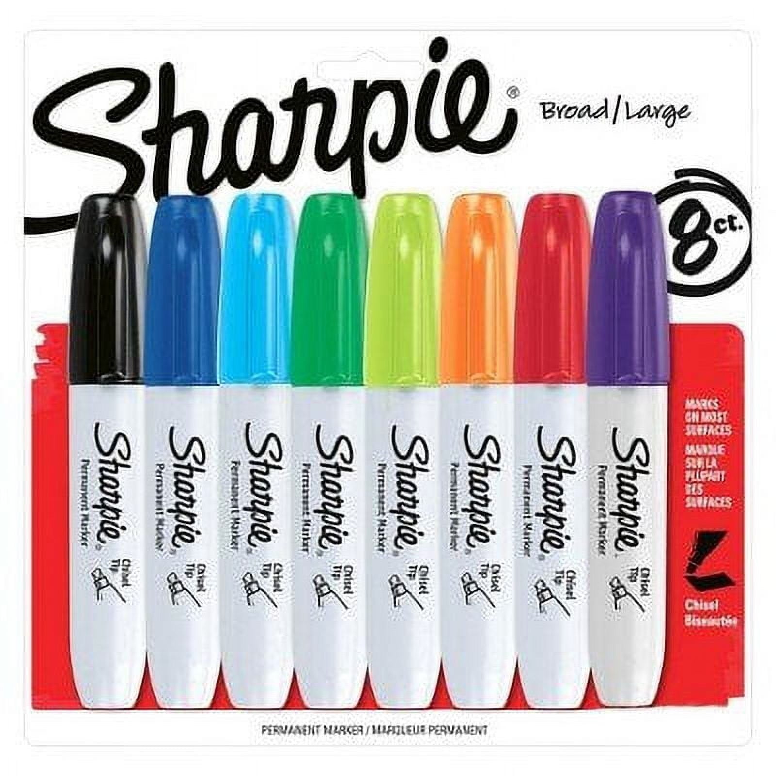 Markers, Chisel Tip, Assorted Colors, 8 Count